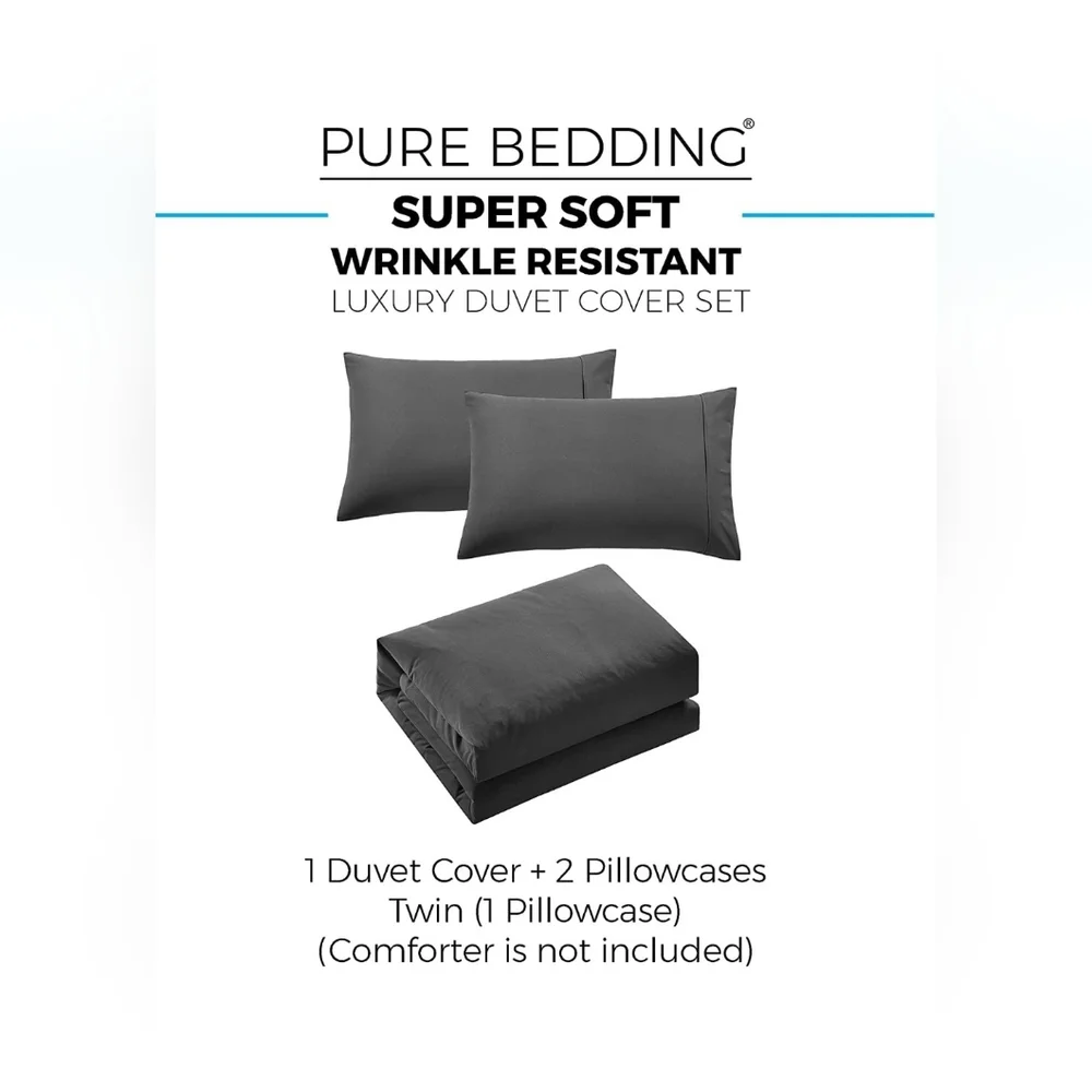 Dark gray duvet cover set - Queen